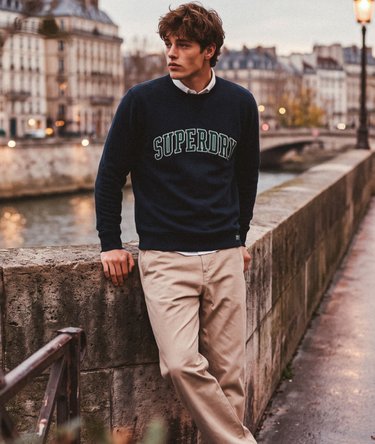 Athletic Applique Relaxed Crew Sweatshirt Image 1