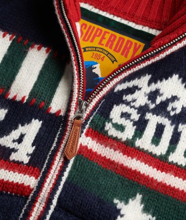 Statement Alpine Zip Through Knitted Cardigan Image 7