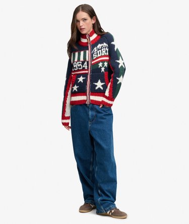Statement Alpine Zip Through Knitted Cardigan Image 4