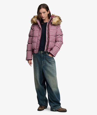 Everest Check Hettegenser Bomber Jas Slanke Pasvorm Image 3