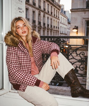 Everest Check Hooded Bomber Jacket Image 1