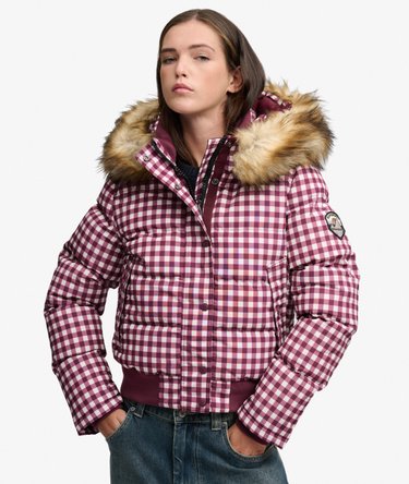 Everest Check Hooded Bomber Jacket Image 6