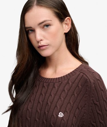 Pull Cable Knit coupe d&eacute;contract&eacute;e Image 4