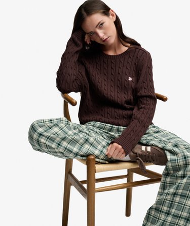 Pull Cable Knit coupe d&eacute;contract&eacute;e Image 1