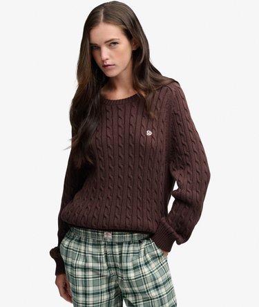Pull Cable Knit coupe d&eacute;contract&eacute;e Image 2