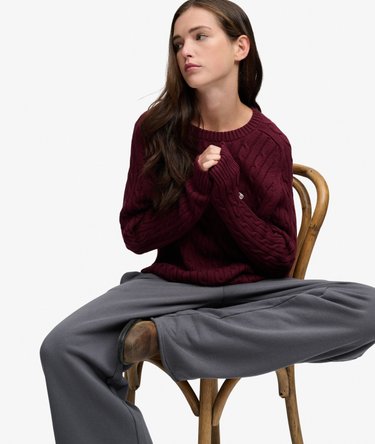 Pull Cable Knit coupe d&eacute;contract&eacute;e Image 2