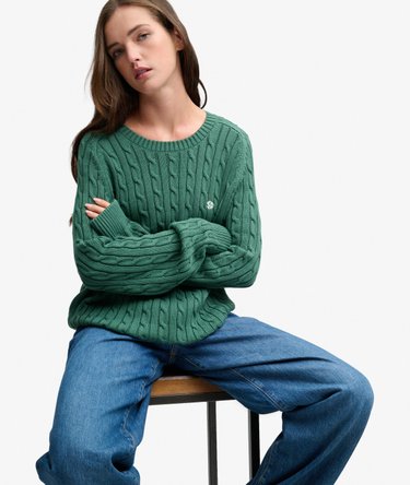 Pull Cable Knit coupe d&eacute;contract&eacute;e Image 2