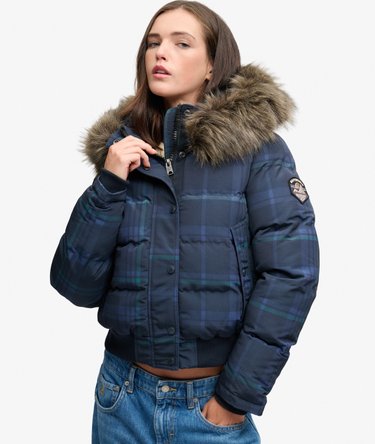 Veste Bomber Everest Check &agrave; Capuche Coupe Ajust&eacute;e Image 5