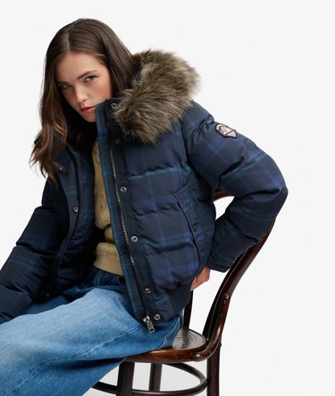 Veste Bomber Everest Check &agrave; Capuche Coupe Ajust&eacute;e Image 2