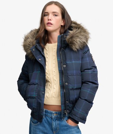 Veste Bomber Everest Check &agrave; Capuche Coupe Ajust&eacute;e Image 1