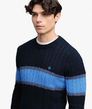Cotton Stripe Cable Jumper Image 4