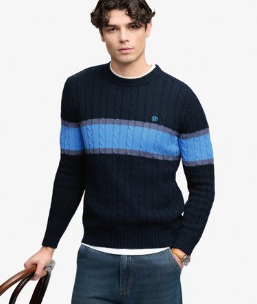 Cotton Stripe Cable Jumper Image 1