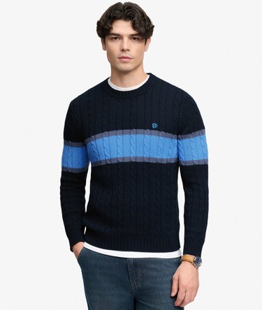 Cotton Stripe Cable Jumper Image 2