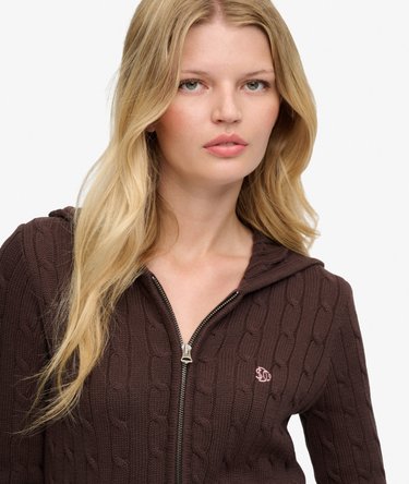 Cotton Cable Zip Up Hoodie Image 4