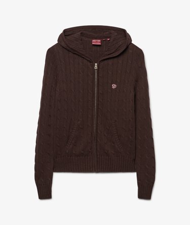 Cotton Cable Zip Up Hoodie Image 7