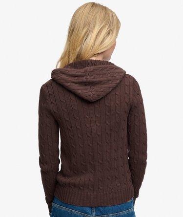 Cotton Cable Zip Up Hoodie Image 5