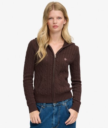 Cotton Cable Zip Up Hoodie Image 2