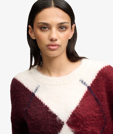 Slouchy Brushed Argyle Knit Jumper Image 4