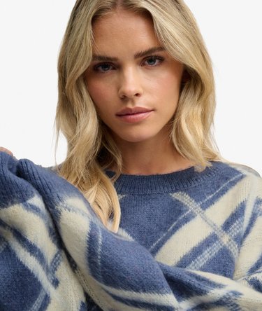 Slouchy Brushed Check Knit Jumper Image 4