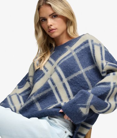 Slouchy Brushed Check Knit Jumper Image 1