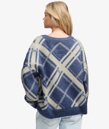 Slouchy Brushed Check Knit Jumper Image 5