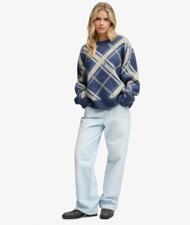 Slouchy Brushed Check Knit Jumper Image 3