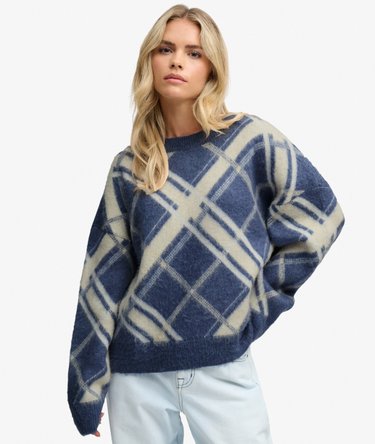 Slouchy Brushed Check Knit Jumper Image 2