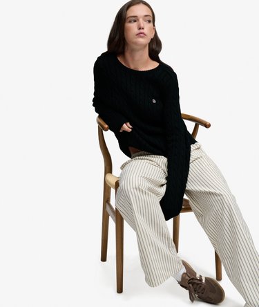 Pull Cable Knit coupe d&eacute;contract&eacute;e Image 2