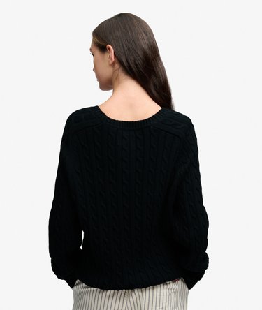 Pull Cable Knit coupe d&eacute;contract&eacute;e Image 5