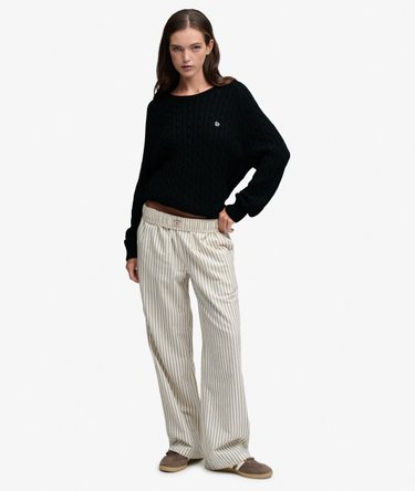 Pull Cable Knit coupe d&eacute;contract&eacute;e Image 3