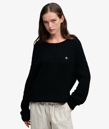 Pull Cable Knit coupe d&eacute;contract&eacute;e Image 1