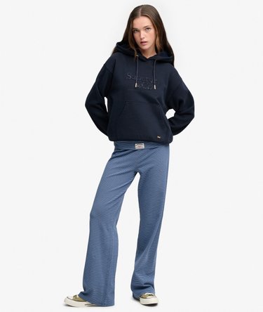 Kapuzenpullover mit Pailletten-Logostickerei lockere Passform Image 3