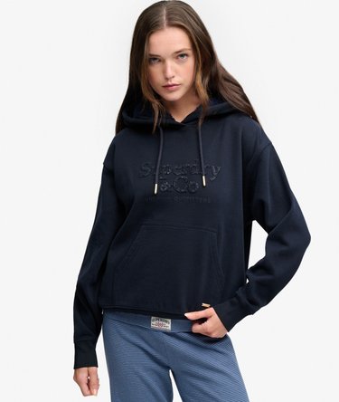 Kapuzenpullover mit Pailletten-Logostickerei lockere Passform Image 1