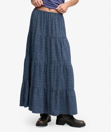 Geruite Gelaagde Maxi Rok Relaxed Pasvorm Image 3