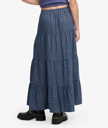 Geruite Gelaagde Maxi Rok Relaxed Pasvorm Image 4