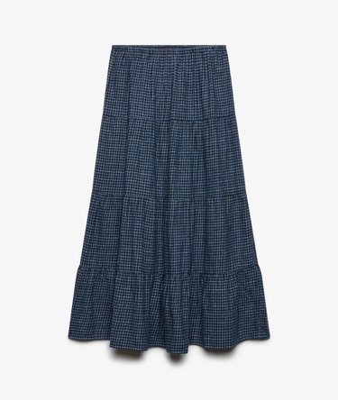 Geruite Gelaagde Maxi Rok Relaxed Pasvorm Image 7