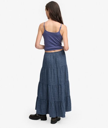 Geruite Gelaagde Maxi Rok Relaxed Pasvorm Image 5