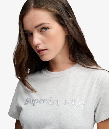 Company Logo Sequin T-shirt Slanke Pasvorm Image 4