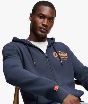 Sweat zipp&eacute; &agrave; capuche Vintage Logo Coupe D&eacute;contract&eacute;e Image 1