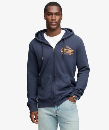Sweat zipp&eacute; &agrave; capuche Vintage Logo Coupe D&eacute;contract&eacute;e Image 2