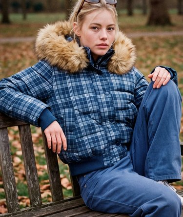 Everest Check Hooded Bomber Jacket Image 1