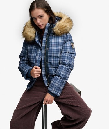 Everest Check Hooded Bomber Jacket Image 2