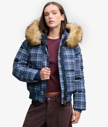 Everest Check Hooded Bomber Jacket Image 3