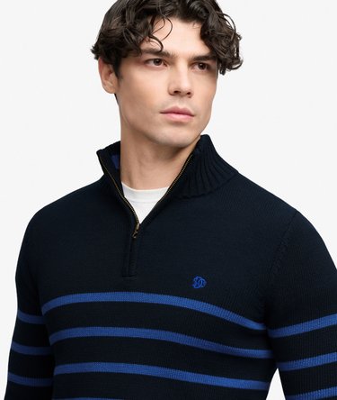 Cotton Stripe Half Zip Knit Image 4