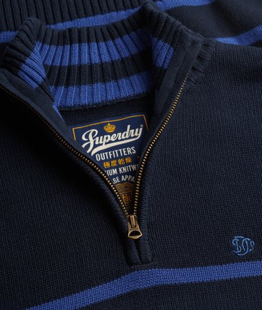 Cotton Stripe Half Zip Knit Image 6