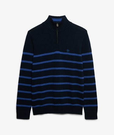 Cotton Stripe Half Zip Knit Image 7