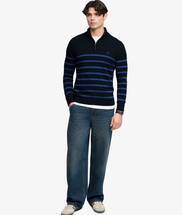 Cotton Stripe Half Zip Knit Image 3