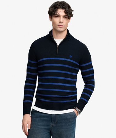 Cotton Stripe Half Zip Knit Image 2