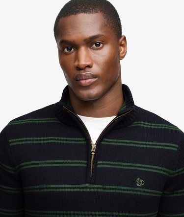 Cotton Stripe Half Zip Knit Image 4