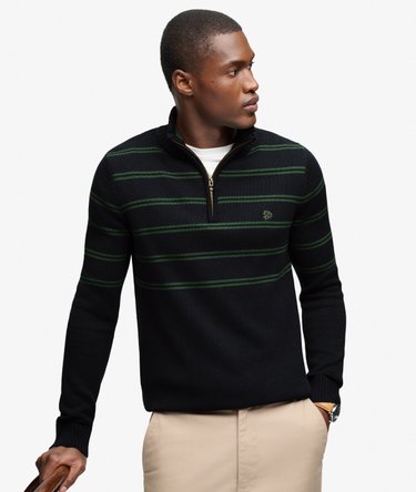 Cotton Stripe Half Zip Knit Image 1